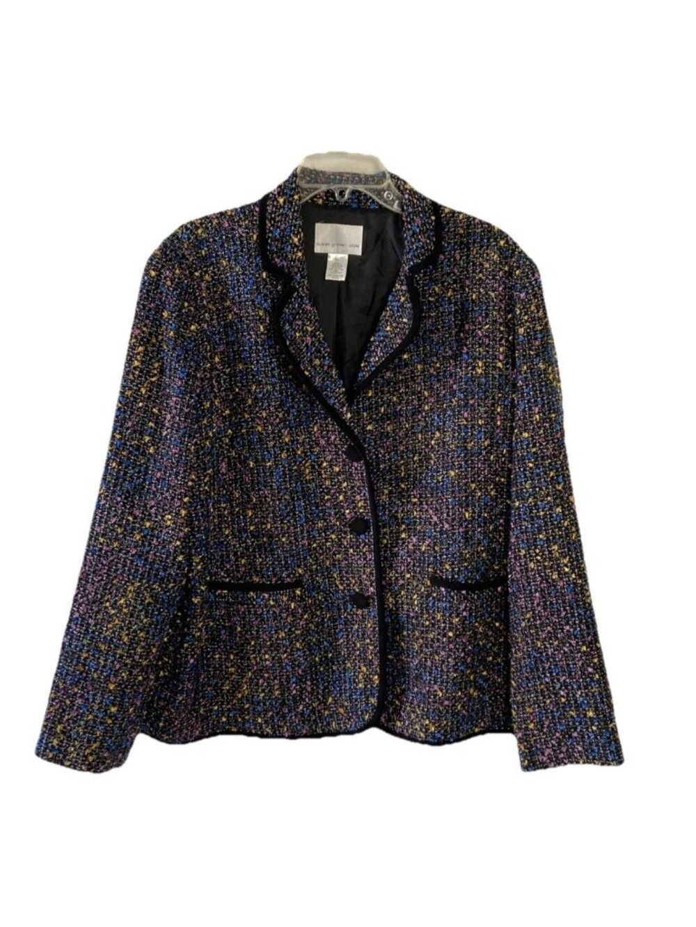 Susan Graver Style Womens Blazer Sz XL Tweed Multicolor 3 Button Officecore